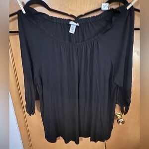 Catherine’s Black Ruched Boatneck Blouse